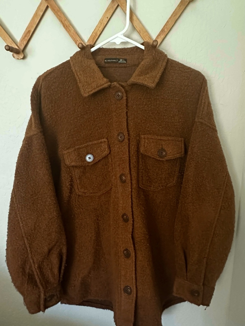 Black Tape_ Brown Teddy Shacket Jacket